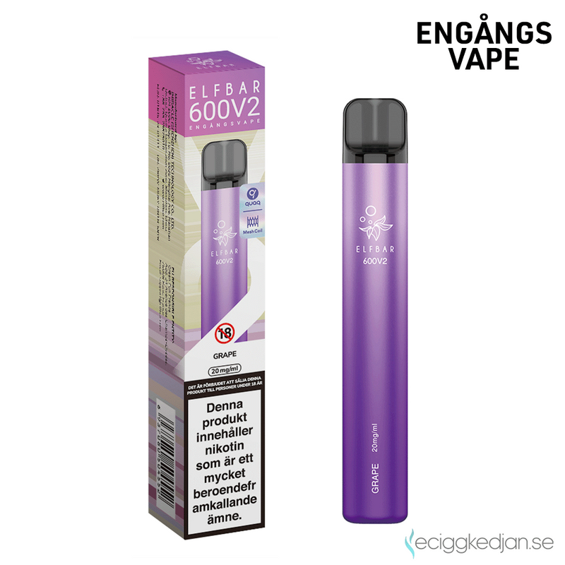 Elfbar V2 | Grape | Engångsvape | OBS!! Kort Datum / Utgånget Datum