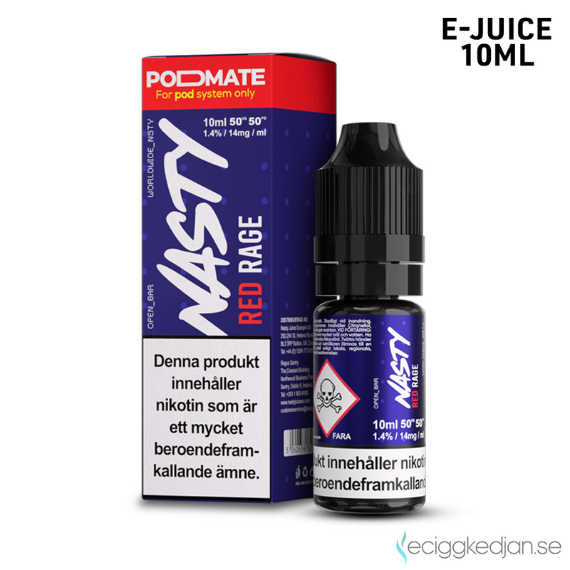 Nasty Podmate Salts | Red Rage | 10ml E-Juice | OBS!! Kort/Utgånget Datum
