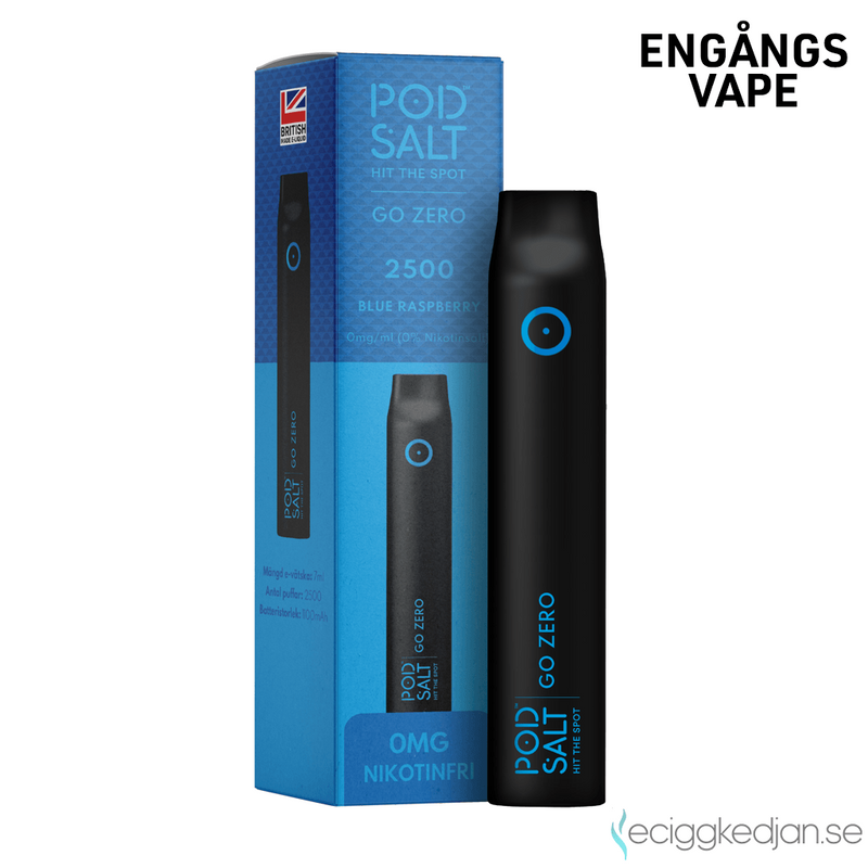 Pod Salt Go ZERO 2500 | Blue Raspberry | Engångsvape | OBS!! Utgånget Datum