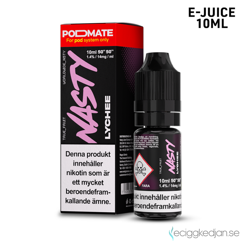 Nasty Podmate Salts | Lychee | 10ml E-Juice | OBS!! Kort/Utgånget Datum