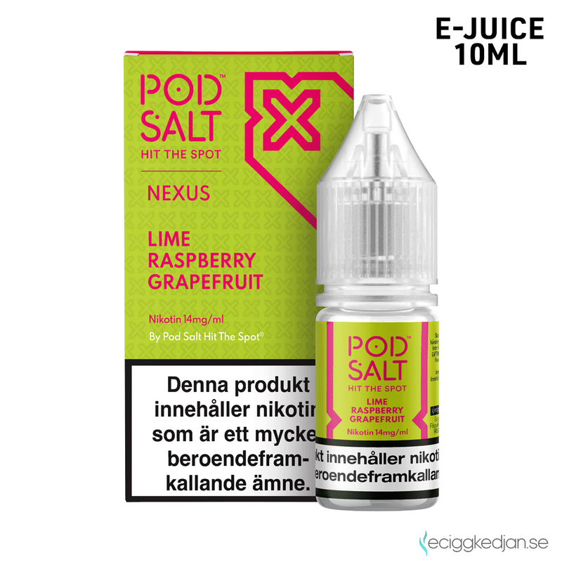 Pod Salt Nexus | Lime Raspberry Grapefruit | 10ml E-Juice | OBS!! Kort/Utgånget Datum