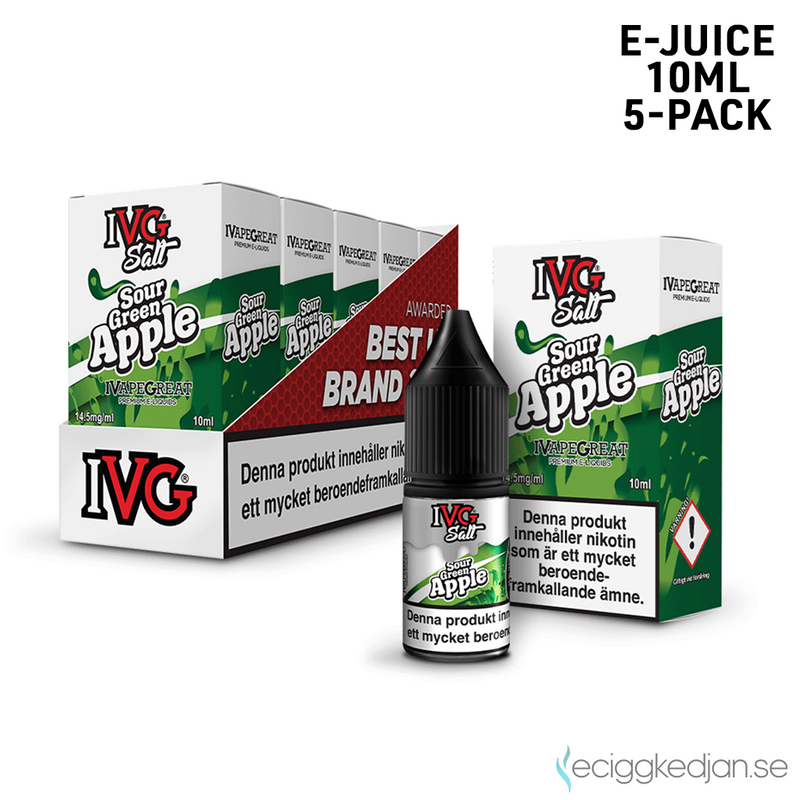 IVG Salts | Sour Green Apple | 10ml E-Juice | 14,5mg Saltnikotin | 5pack
