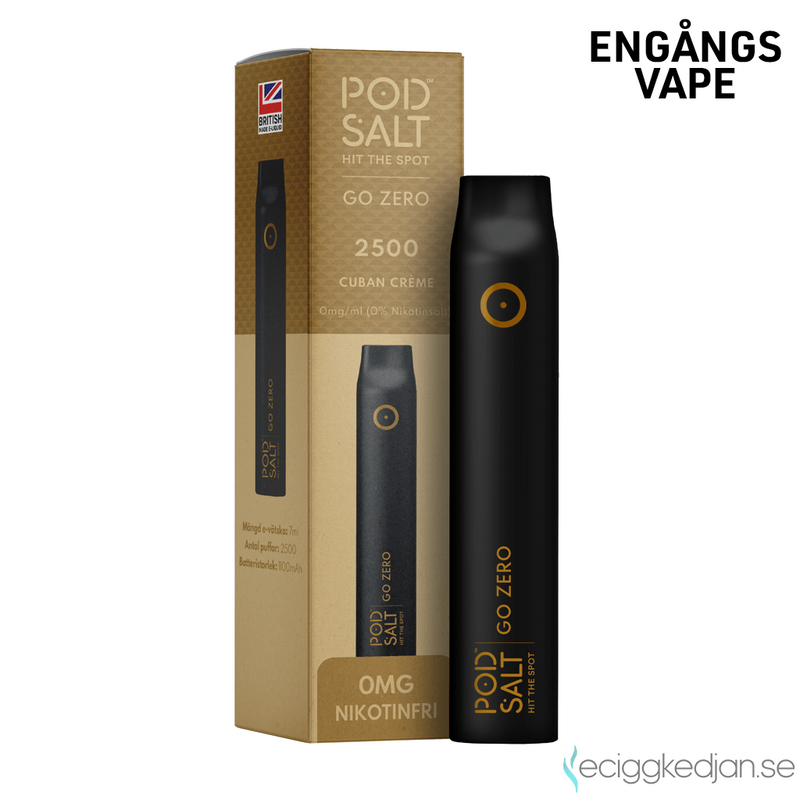 Pod Salt Go ZERO 2500 | Cuban Creme | Engångsvape | OBS!! Utgånget Datum