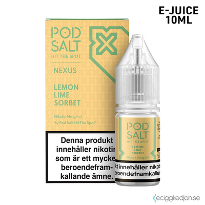 Pod Salt Nexus | Lemon Lime Sorbet | 10ml E-Juice | OBS!! Kort/Utgånget Datum