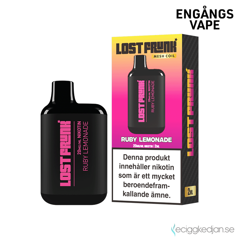 Lost Frunk | Ruby Lemonade | Engångsvape | 20mg | OBS!! Kort Datum / Utgånget Datum