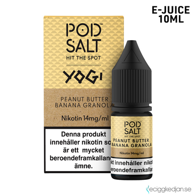Pod Salt Fusion | Yogi Peanut Butter Banana Granola | 10ml E-Juice | OBS!! Kort/Utgånget Datum