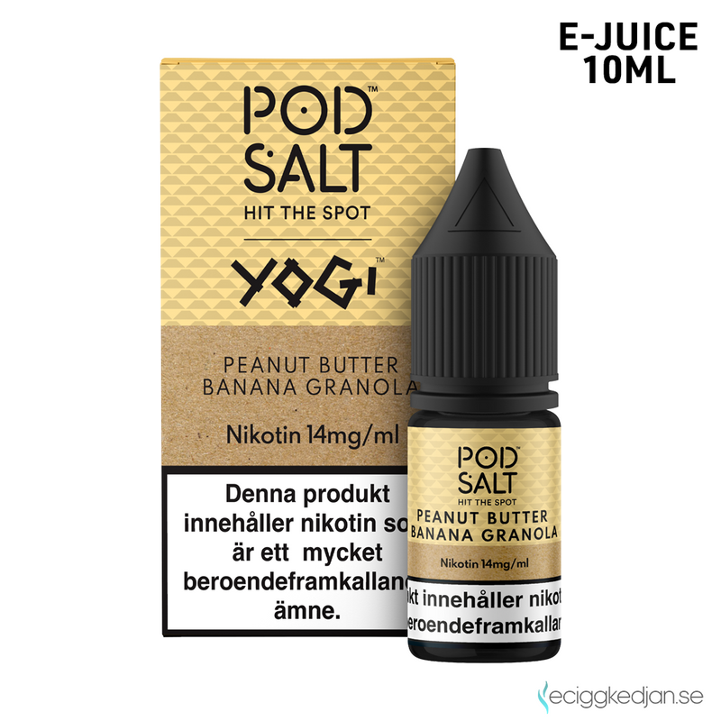Pod Salt Fusion | Yogi Peanut Butter Banana Granola | 10ml E-Juice | OBS!! Kort/Utgånget Datum