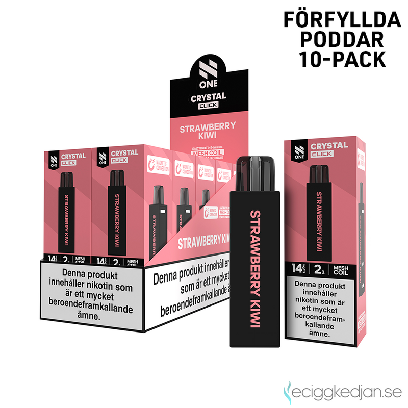 Pod Click | N One Crystal | Strawberry Kiwi | Förfylld 14mg Pod | 10pack