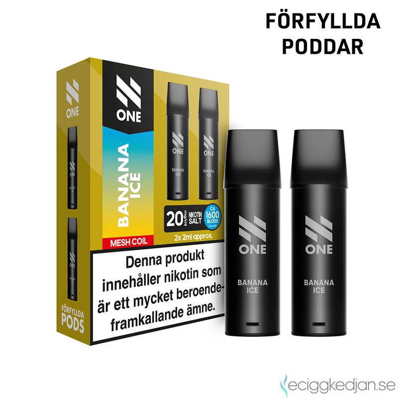 N One Mesh Pod V1 | Banana Ice | 1600 Puff per 2pack | Inkl 1st Batteri | OBS!! Kort Datum/Utgånget Datum