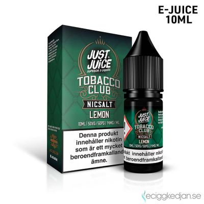 Just Juice Tobacco Club | Lemon | 10ml E-Juice | Kort / Utgånget Datum