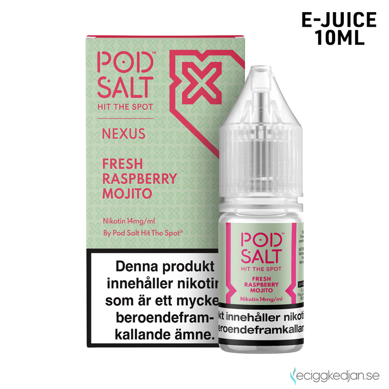 Pod Salt Nexus | Fresh Raspberry Mojito | 10ml E-Juice | OBS!! Kort/Utgånget Datum