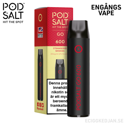 Pod Salt GO 600 | Strawberry Banana | Engångsvape  | OBS!! Utgånget Datum