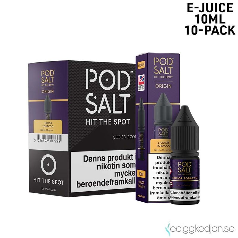 Pod Salt Origin | Liquor Tobacco | 10ml E-Juice | 10pack