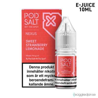 Pod Salt Nexus | Sweet Strawberry Lemonade | 10ml E-Juice | OBS!! Kort/Utgånget Datum