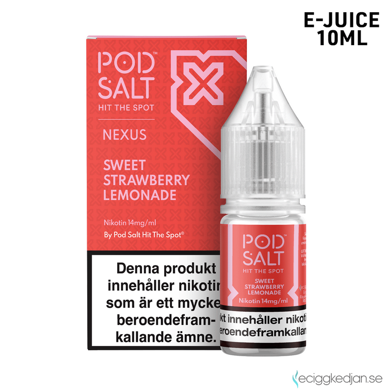 Pod Salt Nexus | Sweet Strawberry Lemonade | 10ml E-Juice | OBS!! Kort/Utgånget Datum