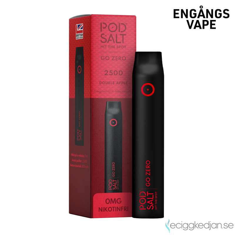 Pod Salt Go ZERO 2500 | Double Apple | Engångsvape | OBS!! Utgånget Datum