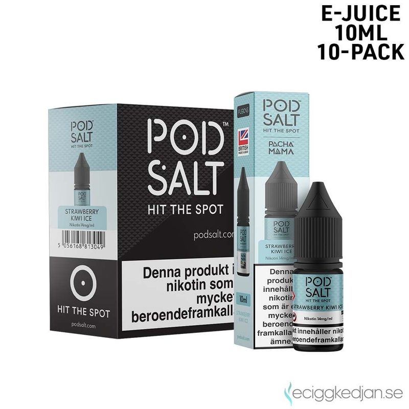 Pod Salt Fusion | Pacha Mama Strawberry Kiwi Ice | 10ml E-Juice | 10pack