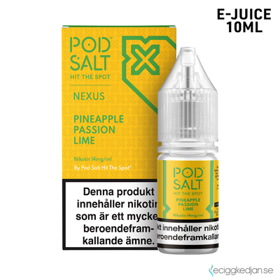 Pod Salt Nexus | Pineapple Passion Lime | 10ml E-Juice | OBS!! Kort/Utgånget Datum