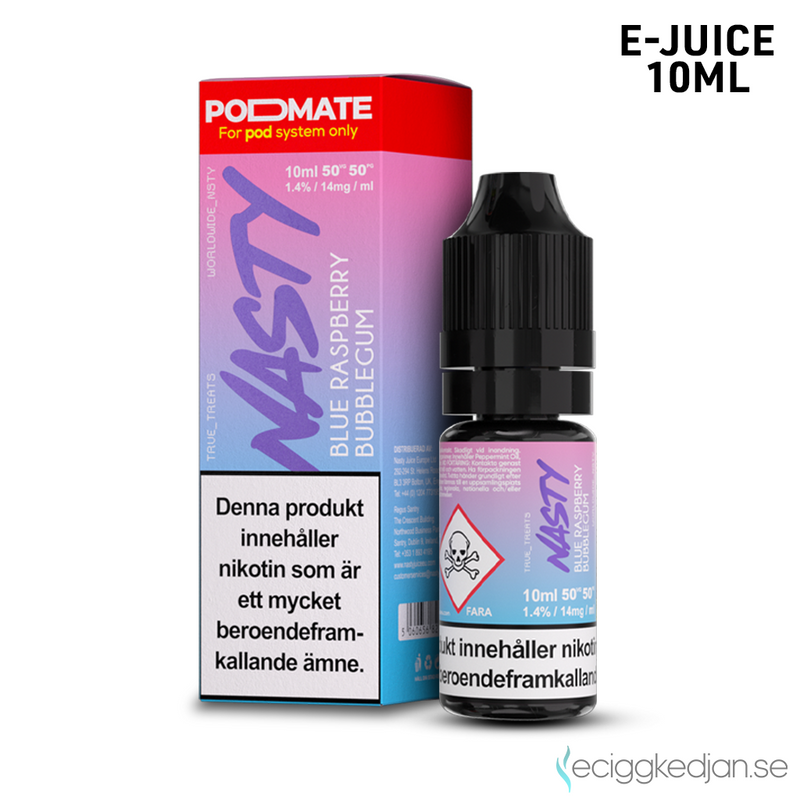 Nasty Podmate Salts | Blue Raspberry Bubblegum | 10ml E-Juice | 14mg Saltnikotin | OBS!! Kort/Utgånget Datum