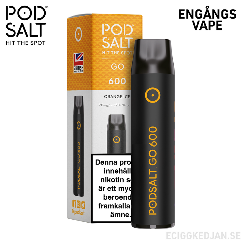 Pod Salt GO 600 | Orange Ice | Engångsvape  | OBS!! Utgånget Datum