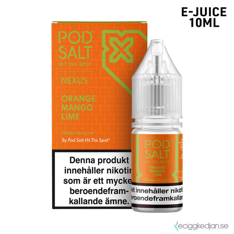 Pod Salt Nexus | Orange Mango Lime | 10ml E-Juice | OBS!! Kort/Utgånget Datum