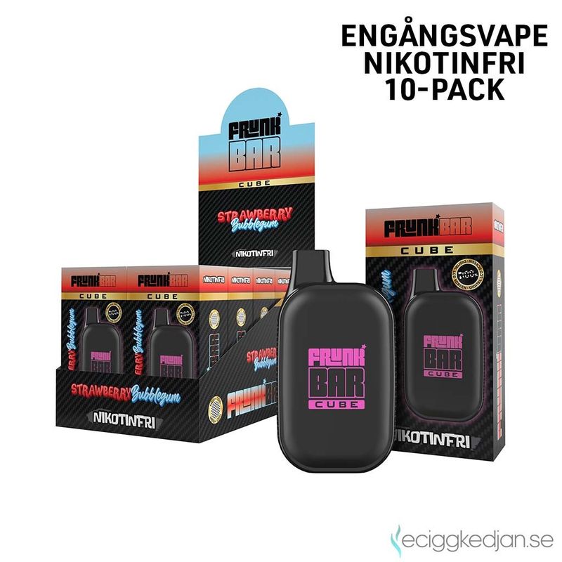 Frunk Bar Cube ZERO | Strawberry Bubblegum | Nikotinfri Engångsvape | 10pack