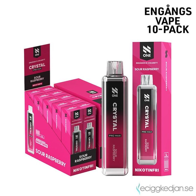 N One Crystal ZERO | Sour Raspberry | Engångsvape | 10pack