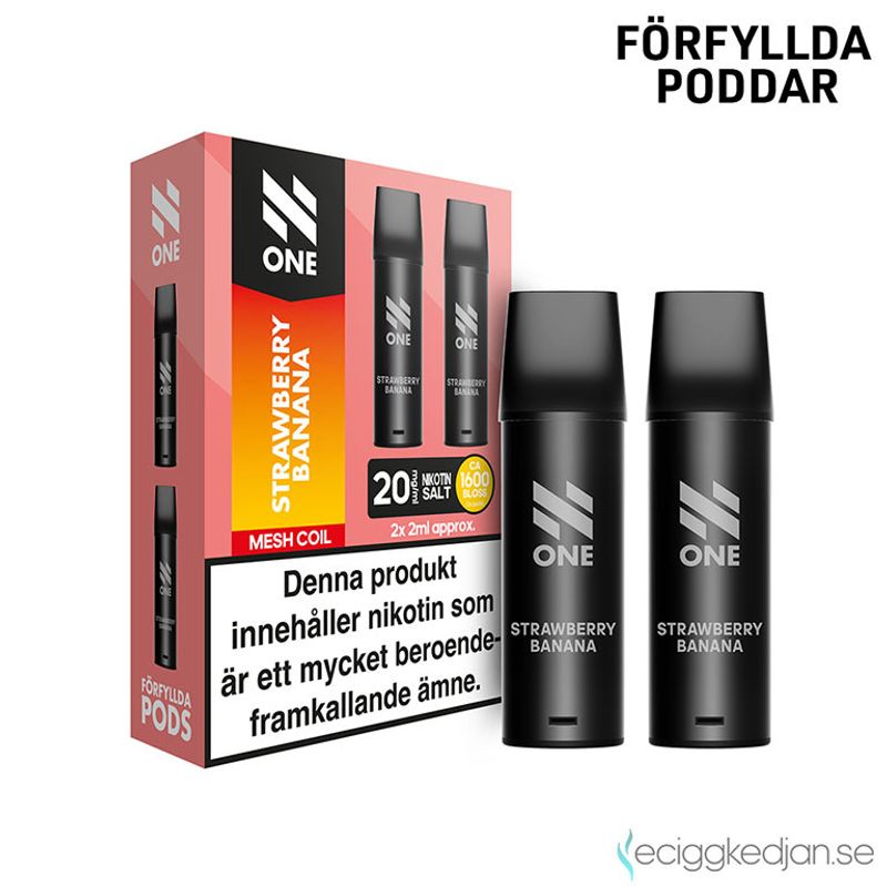 N One Pod V1 | Strawberry Banana | Inkl 1st Batteri | OBS! Utgånget datum