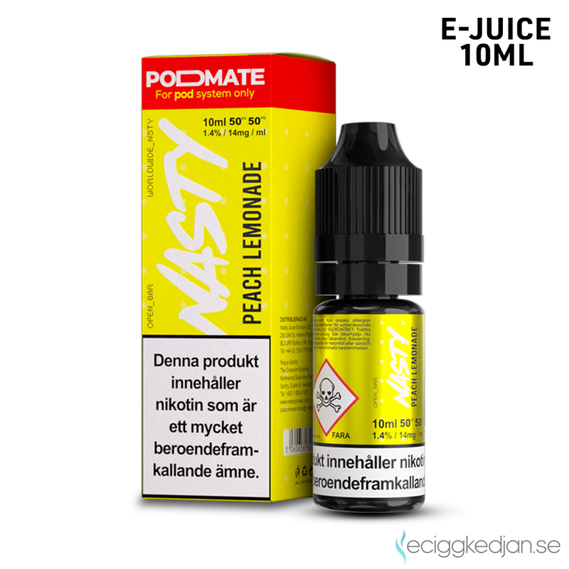 Nasty Podmate Salts | Peach Lemonade | 10ml E-Juice | OBS!! Kort/Utgånget Datum