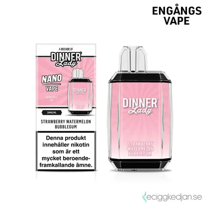 Dinner Lady Nano Cube | Strawberry Watermelon Bubblegum | Engångsvape