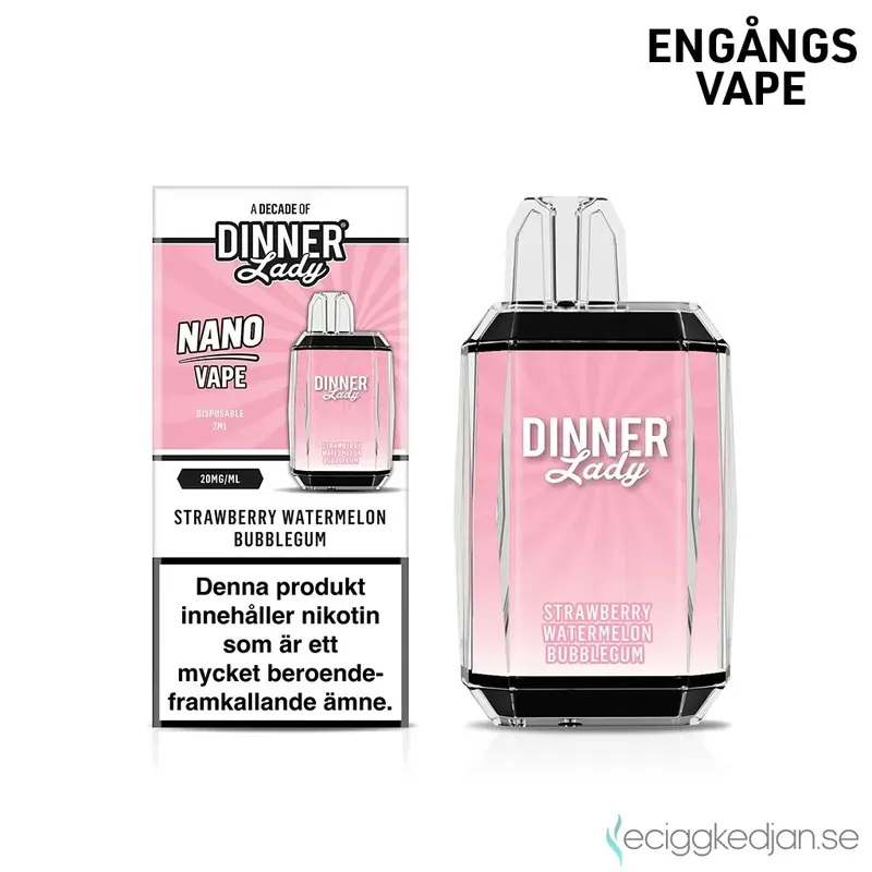 Dinner Lady Nano Cube | Strawberry Watermelon Bubblegum | Engångsvape