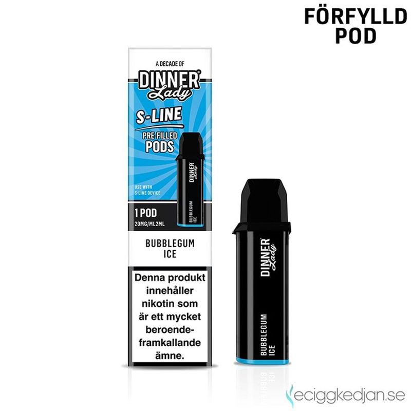 Dinner Lady S-Line Pod | Bubblegum Ice | Förfylld Pod