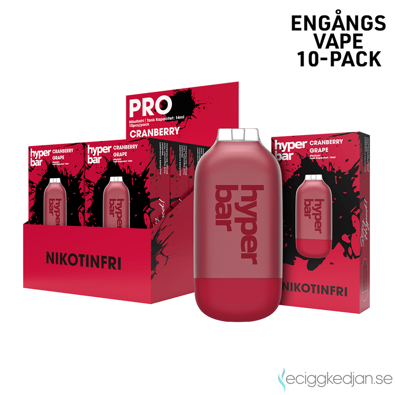 Hyper Bar ZERO | Cranberry Grape | Engångsvape | 10pack