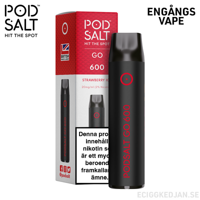 Pod Salt GO 600 | Strawberry Ice | Engångsvape  | OBS!! Utgånget Datum
