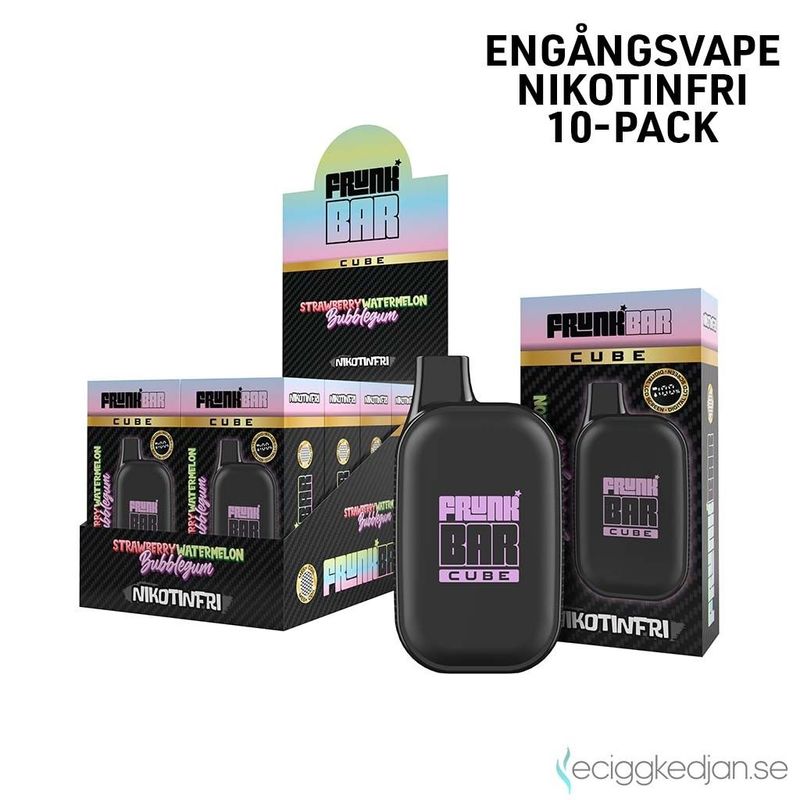 Frunk Bar Cube ZERO | Strawberry Watermelon Bubblegum | Nikotinfri Engångsvape | 10pack