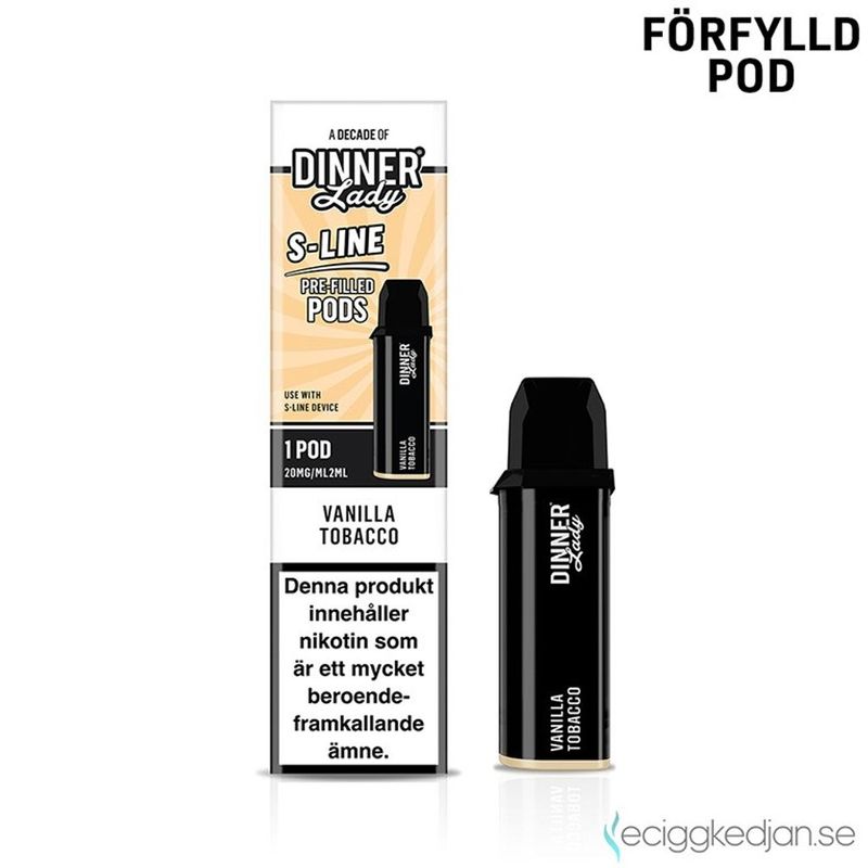Dinner Lady S-Line Pod | Vanilla Tobacco | Förfylld Pod