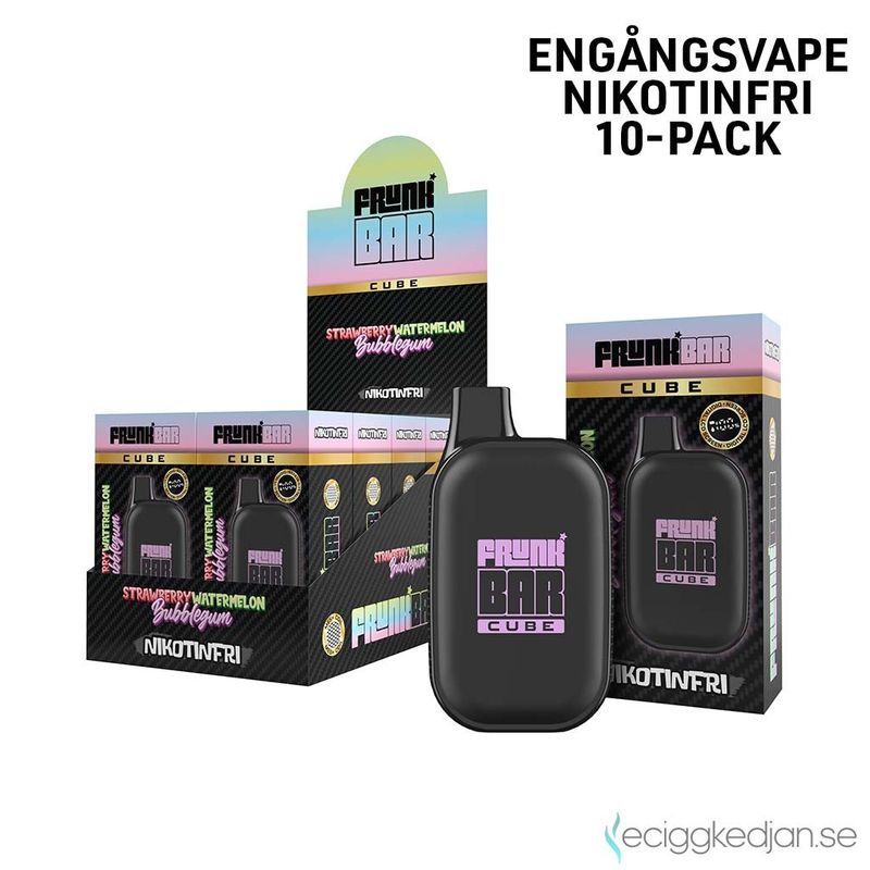 Frunk Bar Cube ZERO | Strawberry Watermelon Bubblegum | Nikotinfri Engångsvape | 10pack
