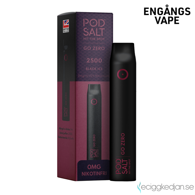 Pod Salt Go ZERO 2500 | Black Ice | Engångsvape | OBS!! Utgånget Datum