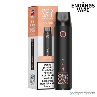 Pod Salt GO 600 | Cantaloupe Ice | Engångsvape | OBS!! Utgånget Datum