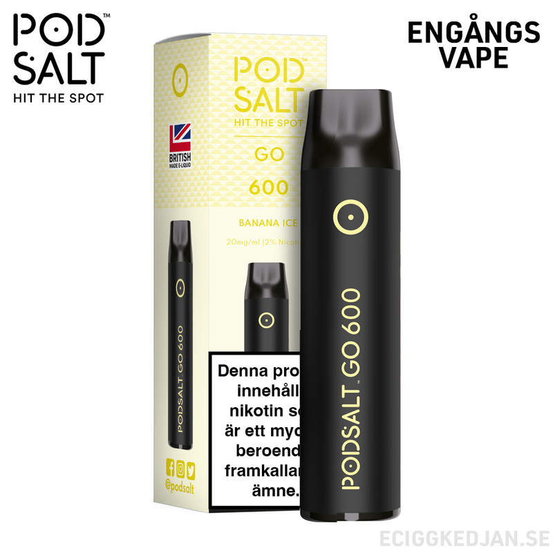 Pod Salt GO 600 | Banana Ice | Engångsvape  | OBS!! Utgånget Datum