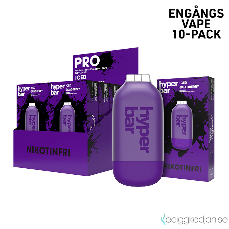 Hyper Bar ZERO | Iced Quadberry | Engångsvape | 10pack