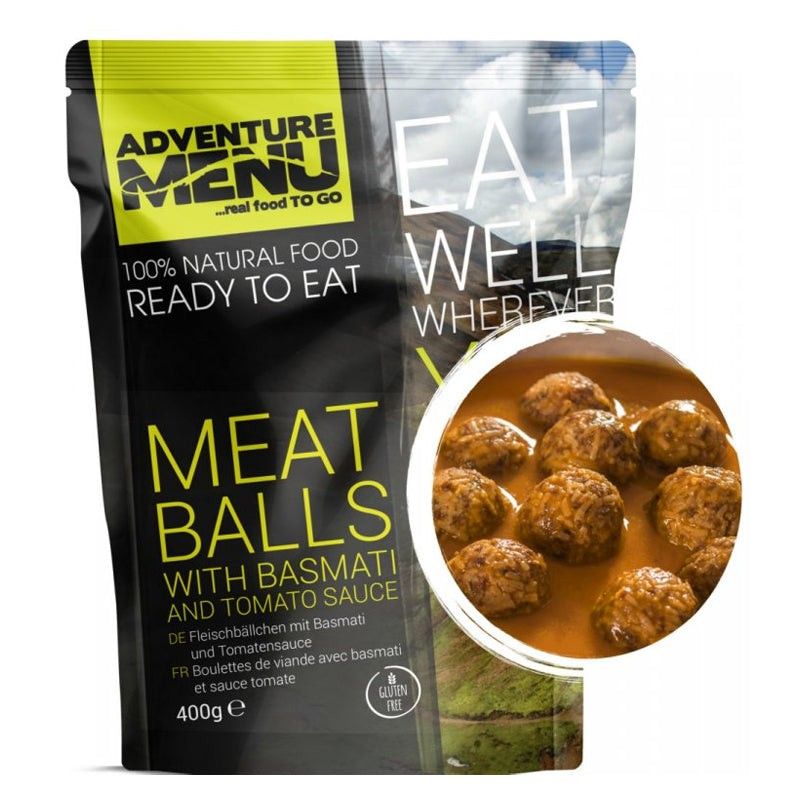 Adventure Menu Meatballs with basmati and tomato sauce