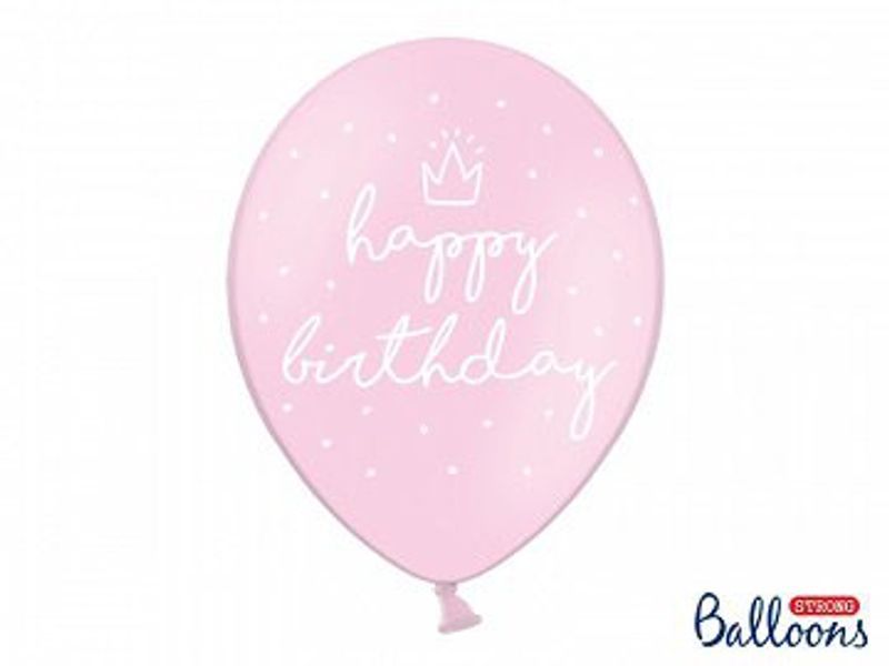 Ballonger - Happy Birthday - Ljusrosa - 50pack**