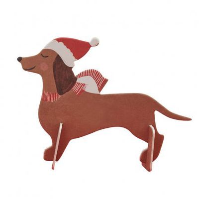 Placeringskort - Festive Sausage Dog - 6pack