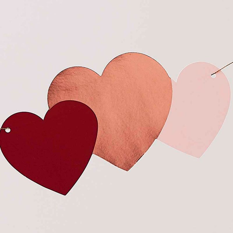Girlang - Hjärtan - Roséguld
