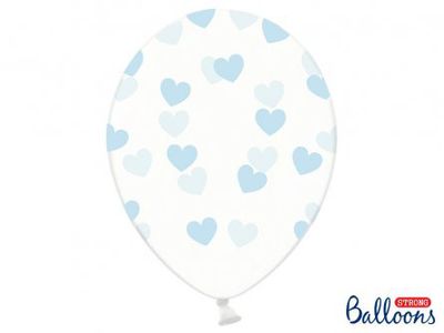 Ballonger - Clear - Blå hjärtan - 50-pack