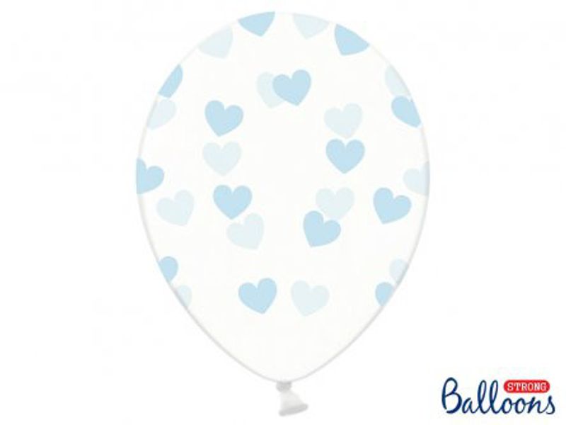 Ballonger - Clear - Blå hjärtan - 50-pack