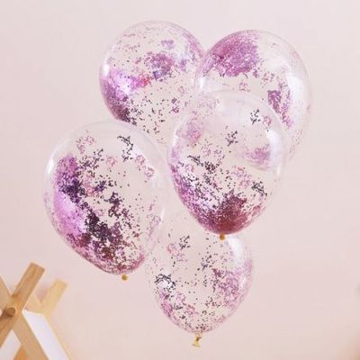 Konfettiballonger - Glitter - Rosa