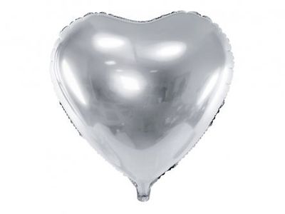 Folieballong - Hjärta - Silver