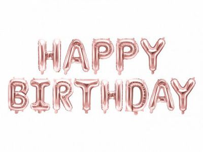 Folieballong - Happy Birthday - Roséguld